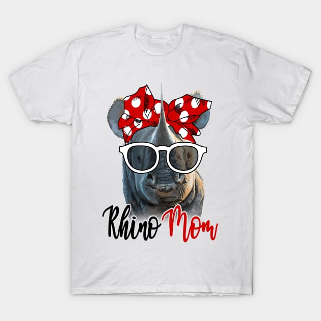 Rhino Shirt Rhino Mom Bandana T-Shirt by Nikkyta